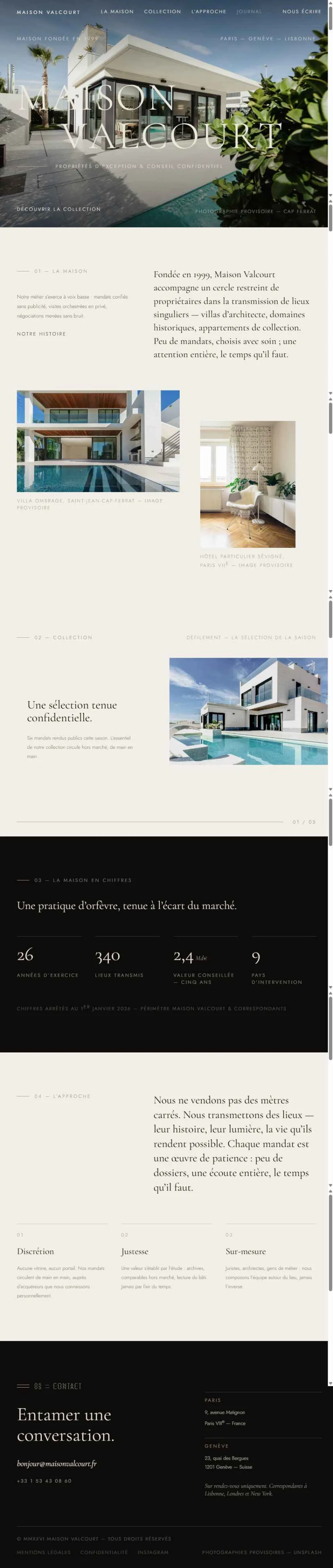 Maison Valcourt — aperçu du site réel